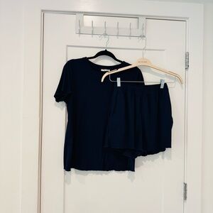 Sapphire/Navy Blue Ribbed T-Shirt and Shorts Set